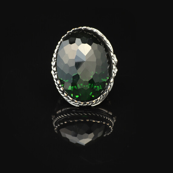  Vintage Emerald Eagle Ring for Men - Large Oval Stone - 4