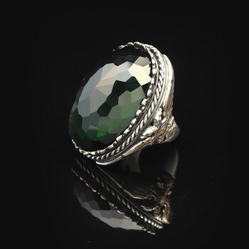  Vintage Emerald Eagle Ring for Men - Large Oval Stone - 5