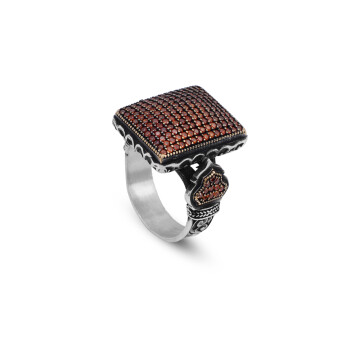  Vintage Garnet Ring with Micro Stones - 1