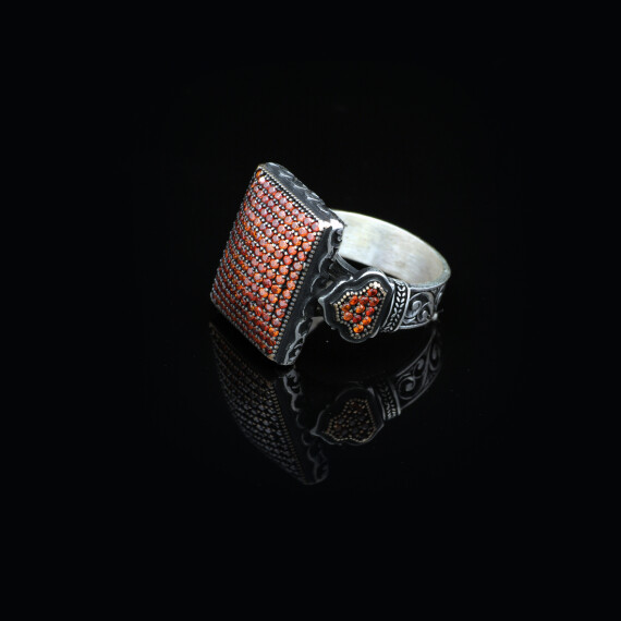  Vintage Garnet Ring with Micro Stones - 3