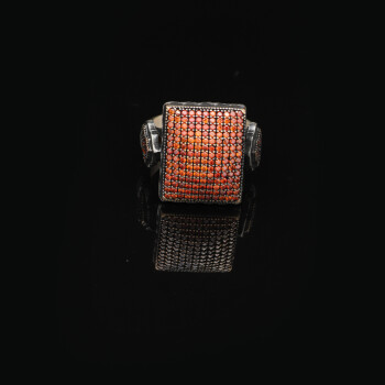  Vintage Garnet Ring with Micro Stones - 4