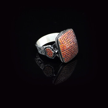 Vintage Handmade Micro Stone Statement Ring for Men - 2