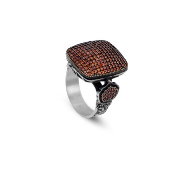 Vintage Handmade Micro Stone Statement Ring for Men - 1