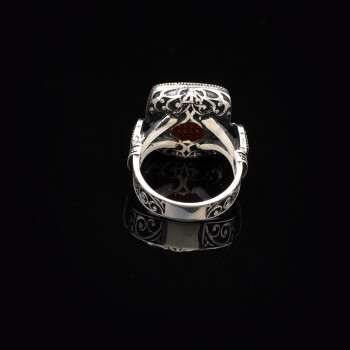 Vintage Handmade Micro Stone Statement Ring for Men - 3