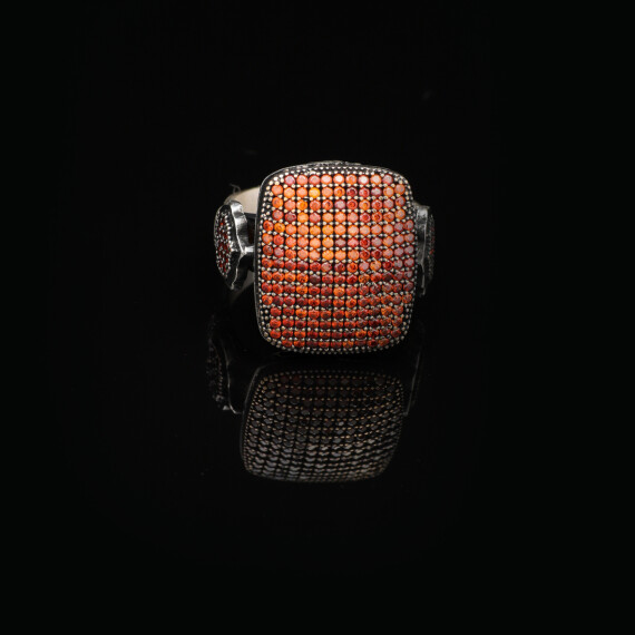 Vintage Handmade Micro Stone Statement Ring for Men - 5