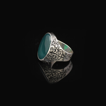  Vintage Jade Ring for Men – Oval Stone, 925 Sterling Silver - 2