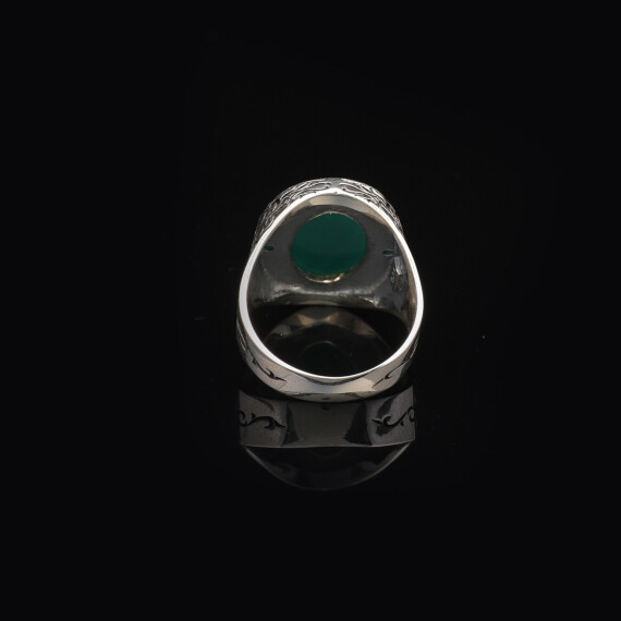  Vintage Jade Ring for Men – Oval Stone, 925 Sterling Silver - 4