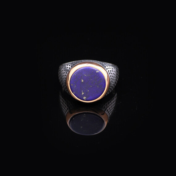  Vintage Lapis Lazuli Pinky Signet Ring - Handmade Gemstone Ring for Men - 2