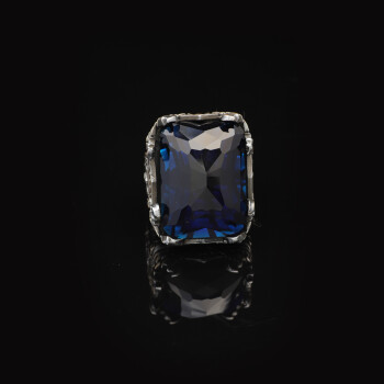  Vintage Large Blue Sapphire Ax Ring for Men - 925 Sterling Silver - 5