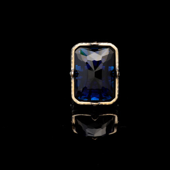  Vintage Large Blue Sapphire Ring for Men - 4