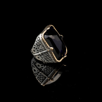  Vintage Large Blue Sapphire Ring for Men - 5