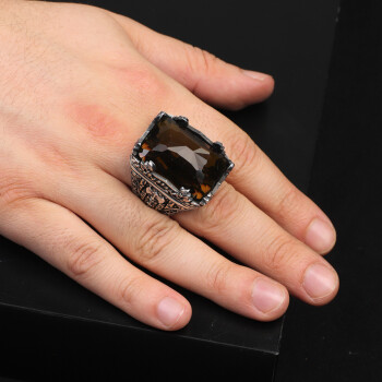  Vintage Large Citrine Ax Ring for Men - 6