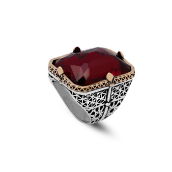  Vintage Large Garnet Ring for Men - 1