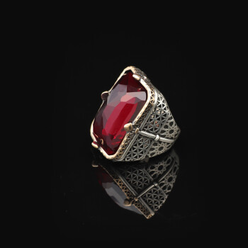  Vintage Large Garnet Ring for Men - 4