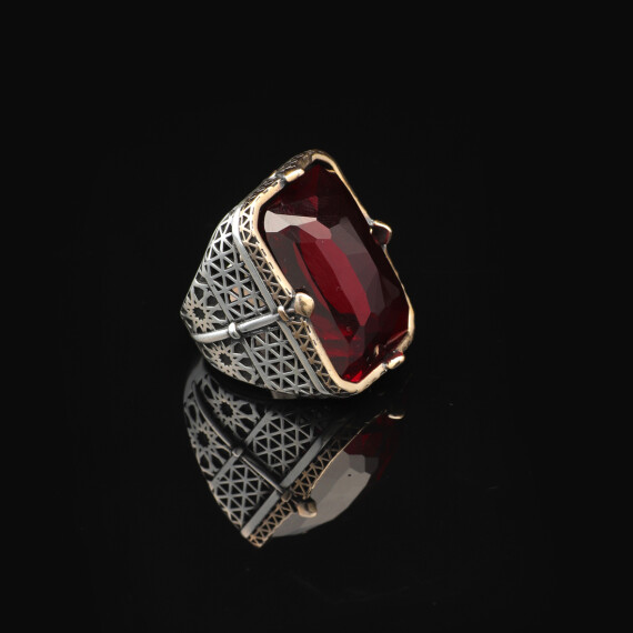  Vintage Large Garnet Ring for Men - 5