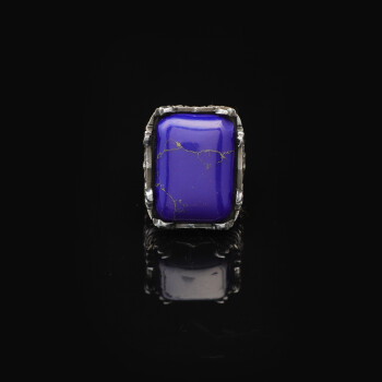  Vintage Large Lapis Lazuli Ax Ring for Men - 2