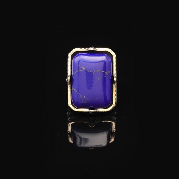  Vintage Large Lapis Lazuli Ring for Men - 925 Sterling Silver - 2