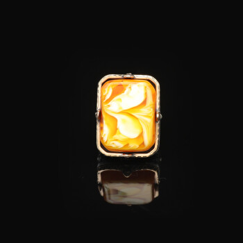  Vintage Large Squeezing Amber Ring for Men - 2