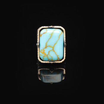  Vintage Large Turquoise Ring for Men - 925 Sterling Silver - 2