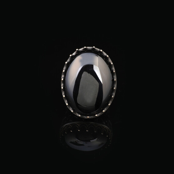  Vintage Men's Black Onyx Ring - Oval Large Gemstone Ring, Handmade - 2