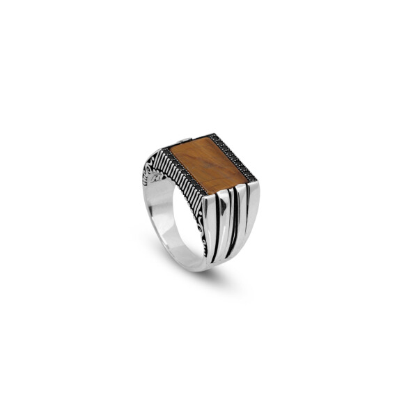  Vintage Tiger Eye Signet Ring for Men – Handmade 925 Sterling Silver Gemstone Ring - 1