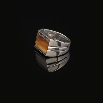  Vintage Tiger Eye Signet Ring for Men – Handmade 925 Sterling Silver Gemstone Ring - 4