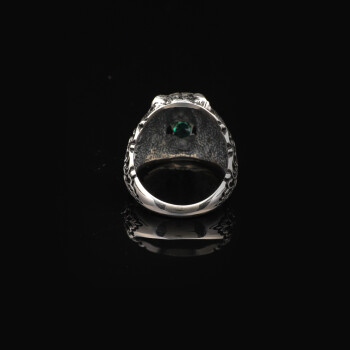  Vintage Tiger Ring with Micro Jade Gemstone - 925 Sterling Silver Men's Ring - 2