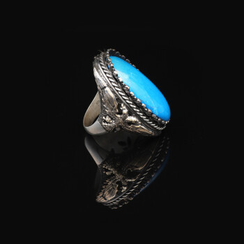  Vintage Turquoise Eagle Ring for Men - Large Oval Stone 925 Sterling Silver - 3