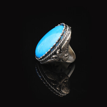  Vintage Turquoise Eagle Ring for Men - Large Oval Stone 925 Sterling Silver - 5